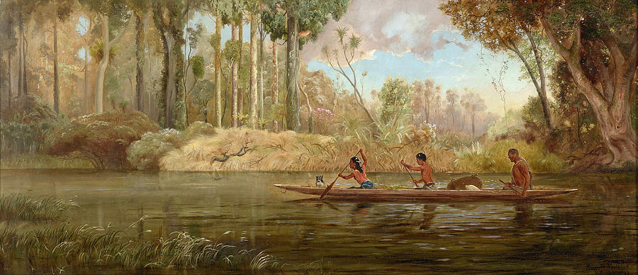 Tree Painting - Waikato River by Kennett Watkins