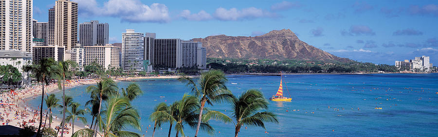 Honolulu Photograph - Waikiki Beach, Honolulu, Hawaii, Usa by Panoramic Images