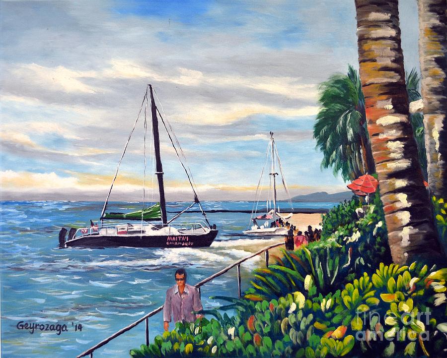 Waikiki Beach Painting by Larry Geyrozaga