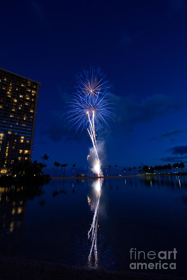 Waikiki Fireworks 2 Photograph by Laarni Montano