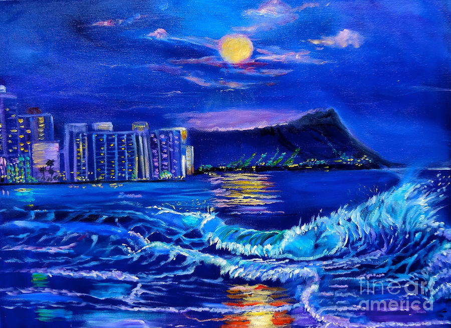 Waikiki Lights Painting by Jenny Lee