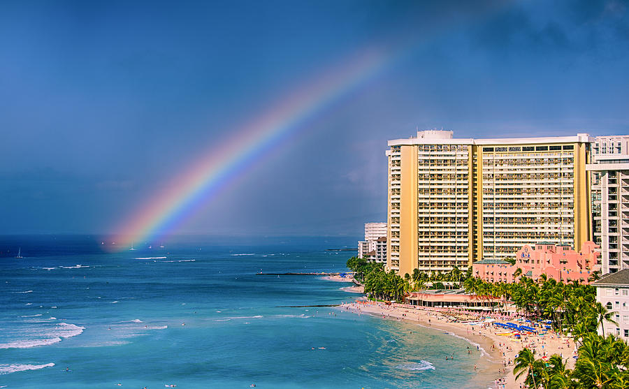 Waikiki Rainbow Photograph by Tin Lung Chao