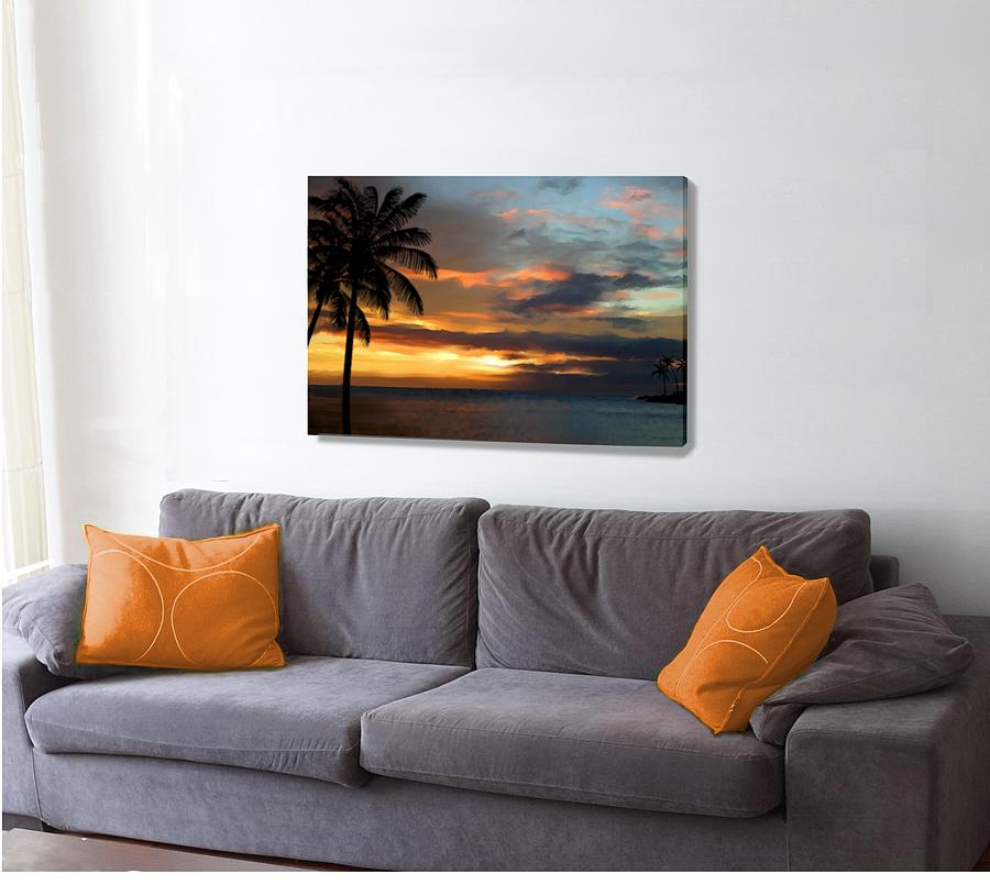 Waikiki Sunset Clouds on the wall Digital Art by Stephen Jorgensen