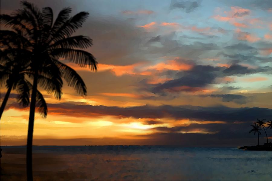 Waikiki Sunset Clouds Painting by Stephen Jorgensen