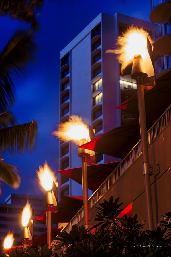 Waikiki Photograph - Waikiki Tiki Torches by Aloha Art