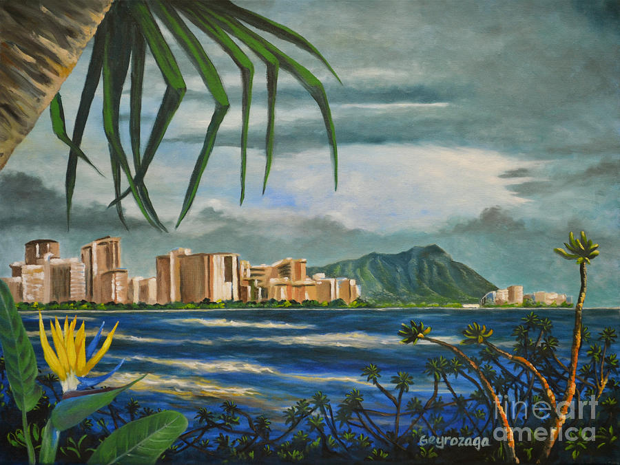 Waikiki View Painting by Larry Geyrozaga