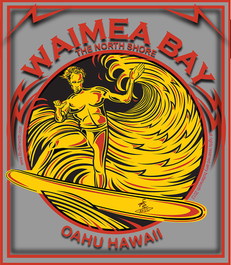 Waimea Bay Oahu Hawaii Surfing Digital Art by Larry Butterworth