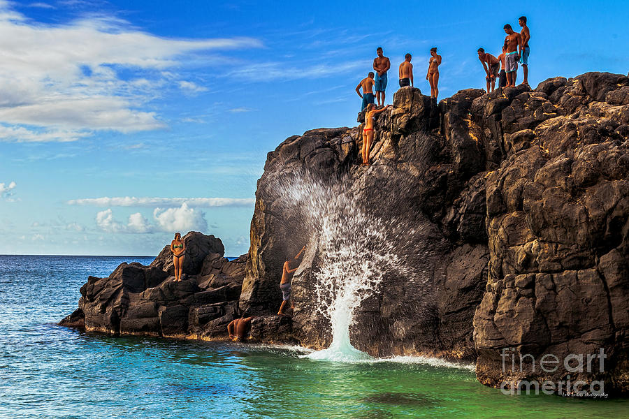 Waimea Bay Photograph - Waimea Bay Rock Jumpers by Aloha Art