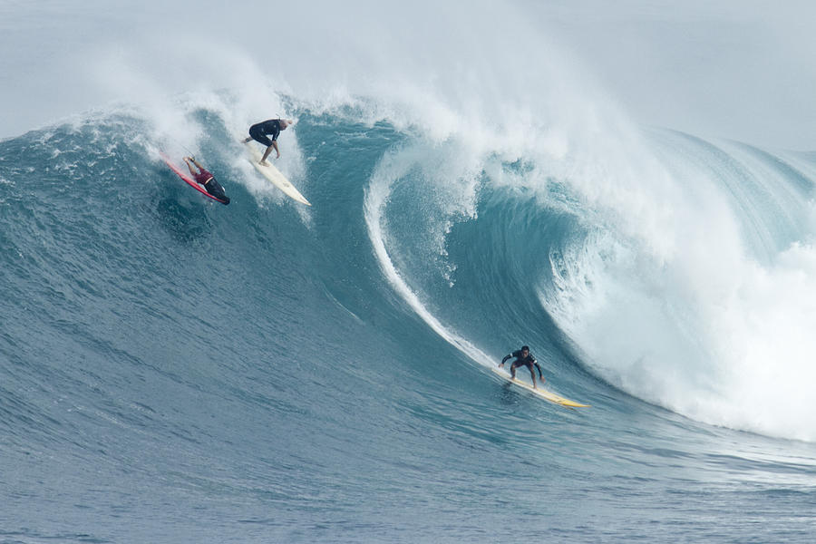 Sports Photograph - Waimea Surfers by Sean Davey