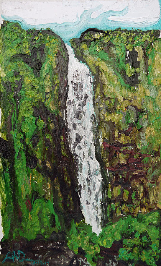 Falls Painting - Waimoku Falls by Joseph Demaree Falls Painting - Waimoku Falls by Joseph Demaree