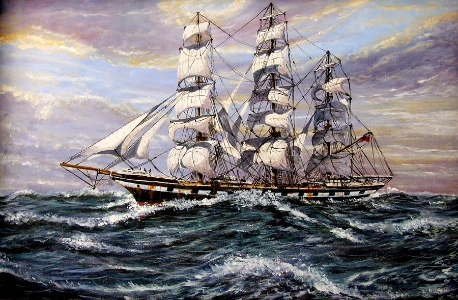  The New Zealand record-Waimate 1927 rigged sailing ship Painting by Mackenzie Moulton