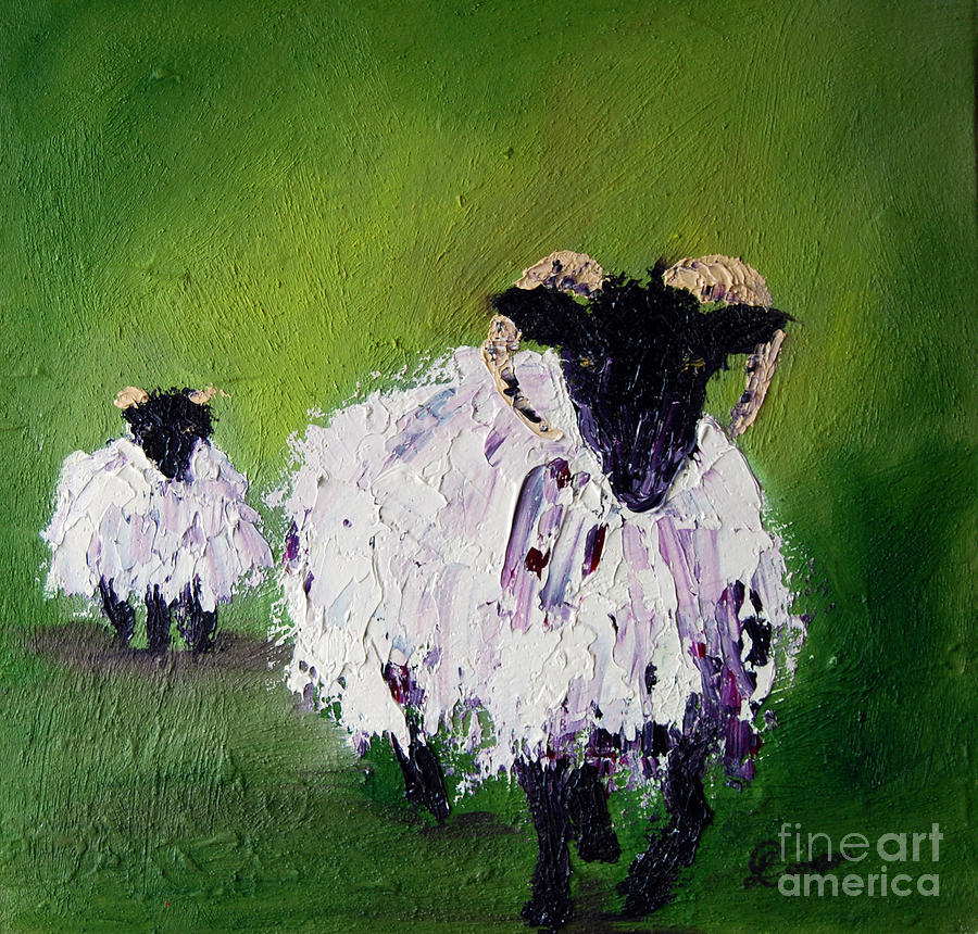 Sheep Painting - Wait for me by Lynda Cookson
