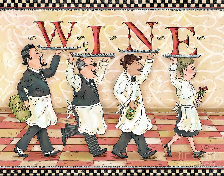 Waiters WINE Mixed Media by Shari Warren
