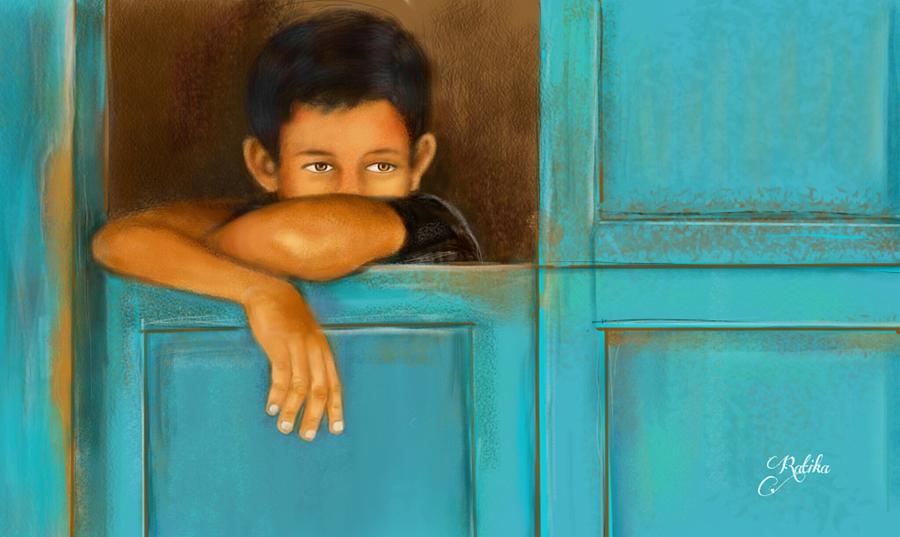 Boy Digital Art - Waiting. ... by Ratika Puri