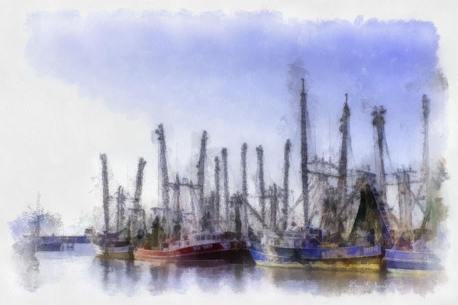 Pier Painting - Waiting at Dock by Barry Jones