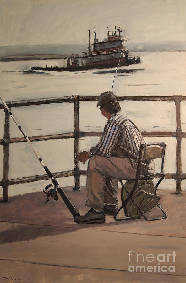 Waiting at Castle Island Painting by Deb Putnam