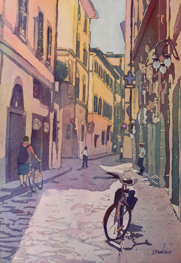 Florence Painting - Waiting Bike by Jenny Armitage Florence Painting - Waiting Bike by Jenny Armitage