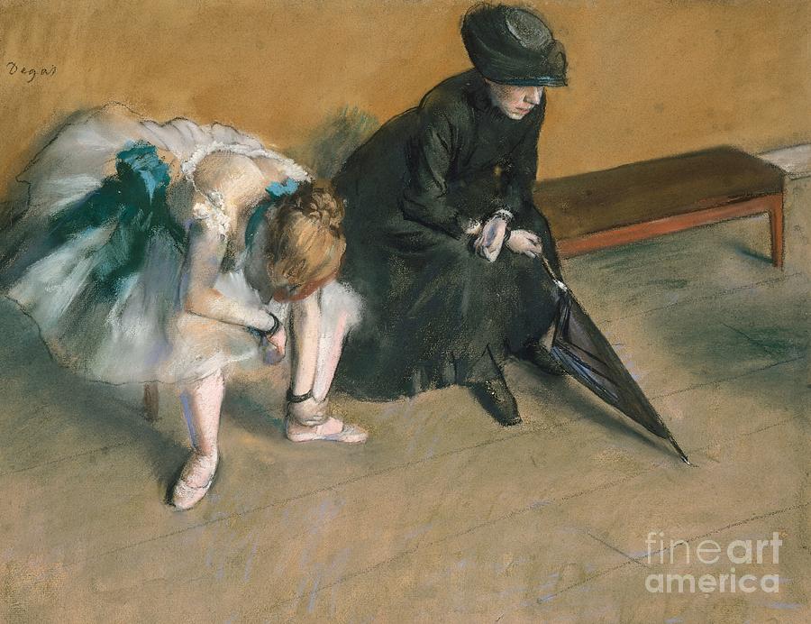 Edgar Degas Pastel - Waiting  by Edgar Degas