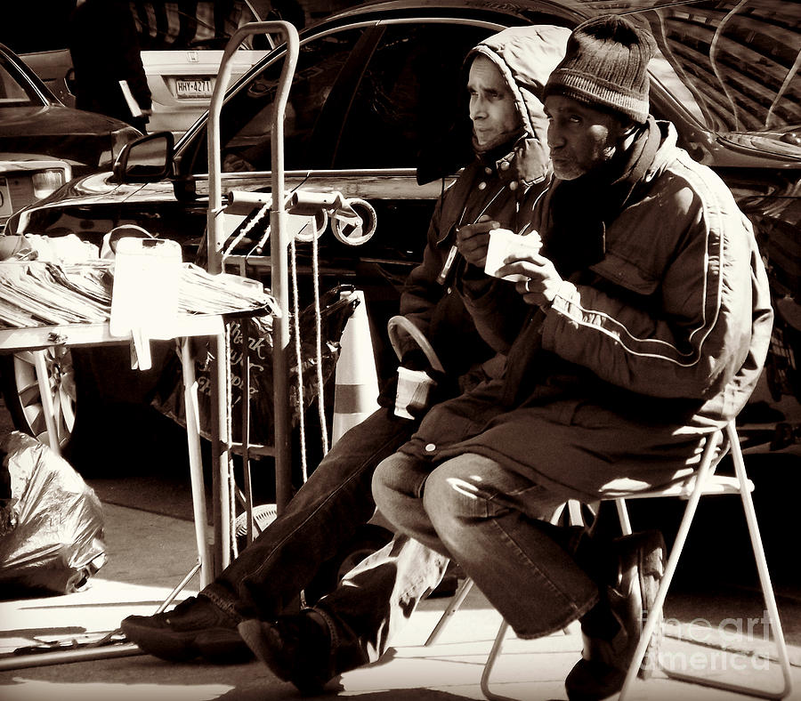 Waiting for a Sale on a Cold Day -  - New York City Street Scene Photograph by Miriam Danar