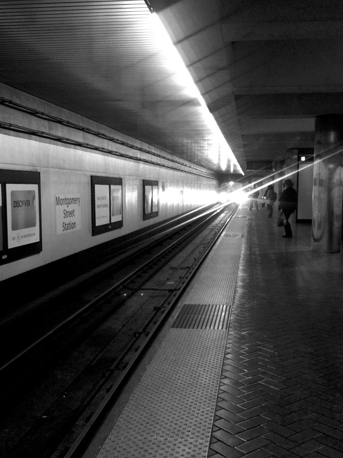 Waiting for BART -Black and White Photograph by Barbara J Blaisdell