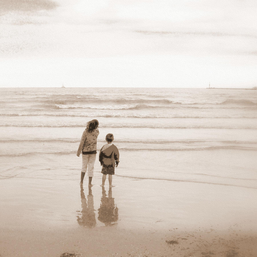 Beach Photograph - Waiting for Daddy by Jodie Marie Anne Richardson Traugott          aka jm-ART