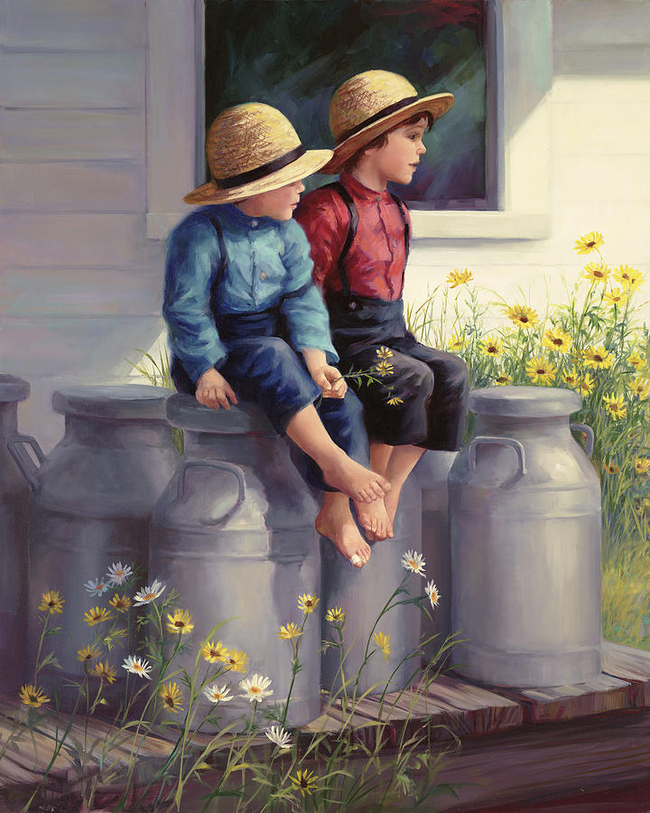 Flower Painting - Waiting for Mama by Laurie Snow Hein