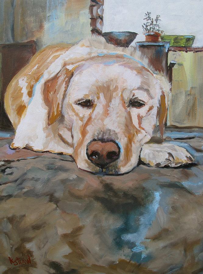 Dog Painting - Waiting for Pops by Kellie Straw