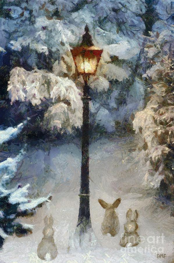 Winter Painting - Waiting for Santa 2 by Dragica  Micki Fortuna