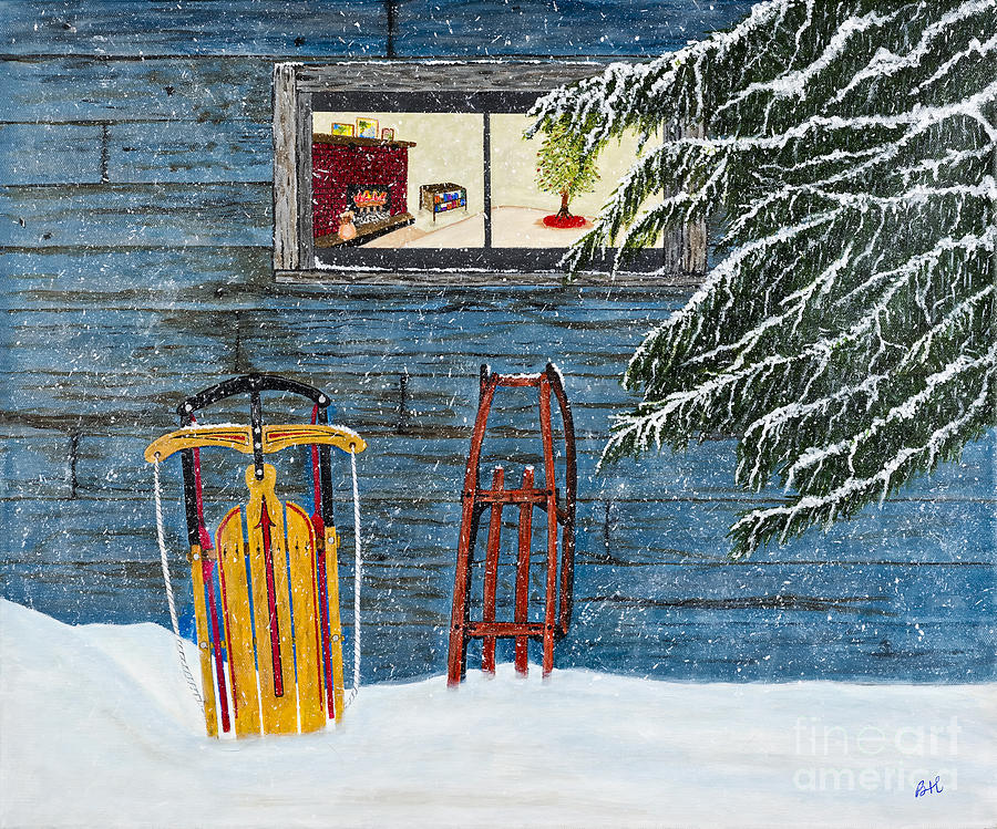 Winter Painting - Waiting for Santa Claus by Barbara Heinrichs by Sheldon Kralstein