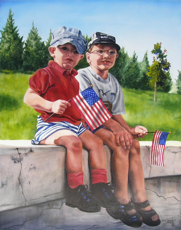 Independence Day Painting - Waiting for the Parade by Lori Brackett