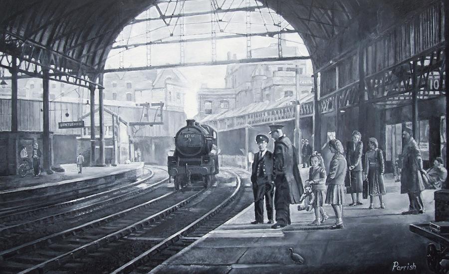 Station Photograph - Waiting For The Train, 2008 Oils by Kevin Parrish