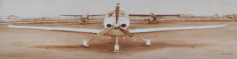 Airplane Painting - Waiting on the pilot by Dreyer Wildlife Print Collections 