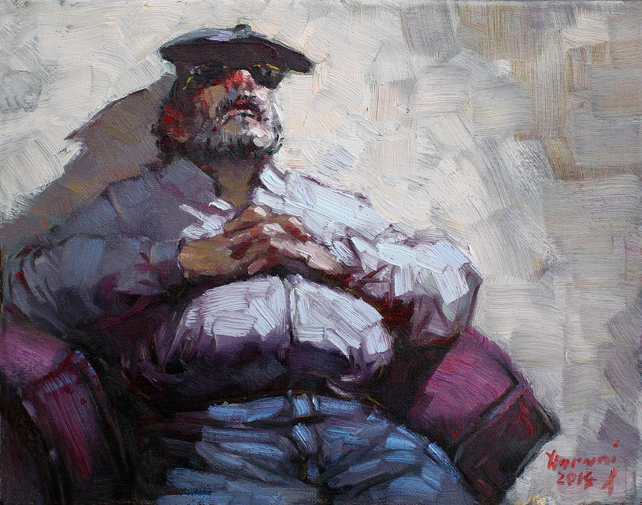 Portrait Painting - Waiting Room Nap by Ylli Haruni