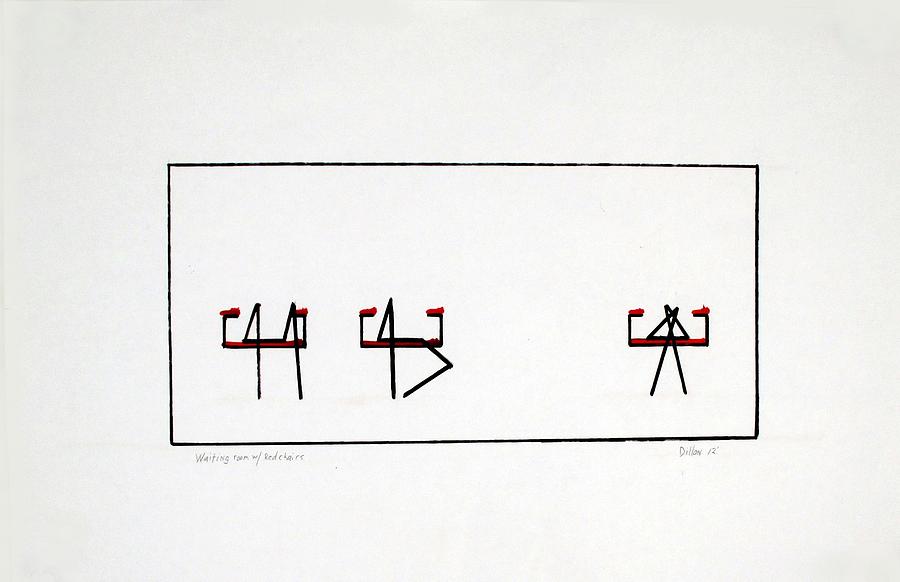 Waiting Room with Red Chairs Drawing by Michael Dillon