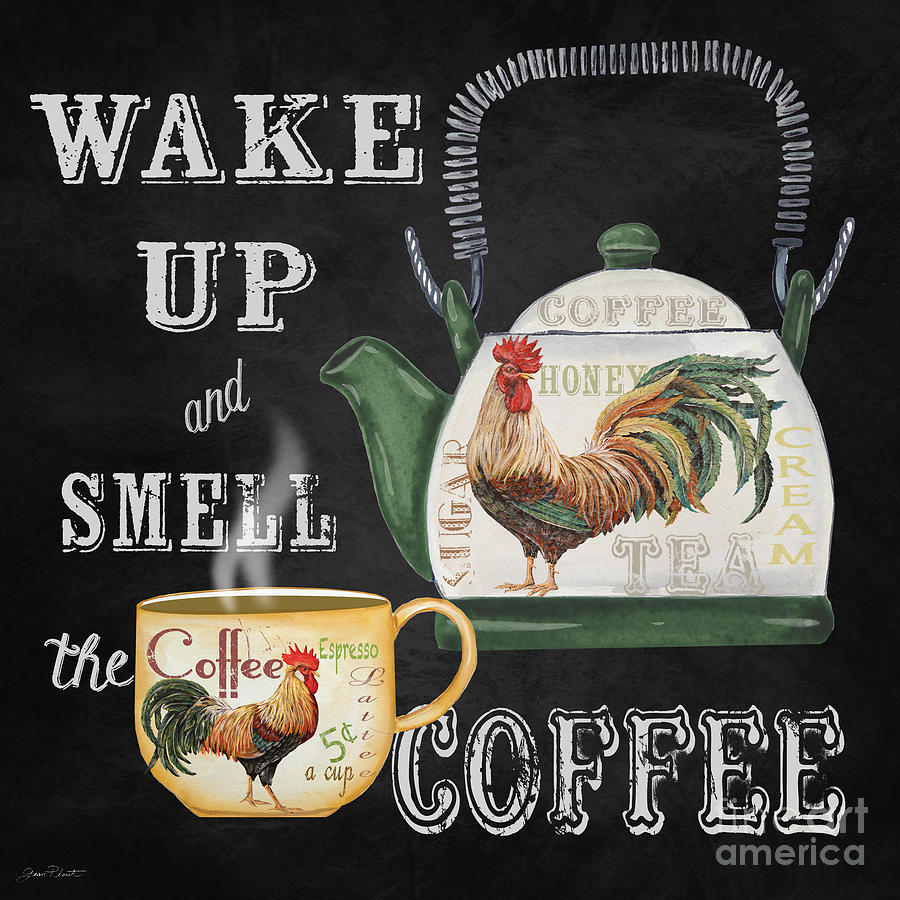 Wake Up for Coffee-JP2626 Mixed Media by Jean Plout