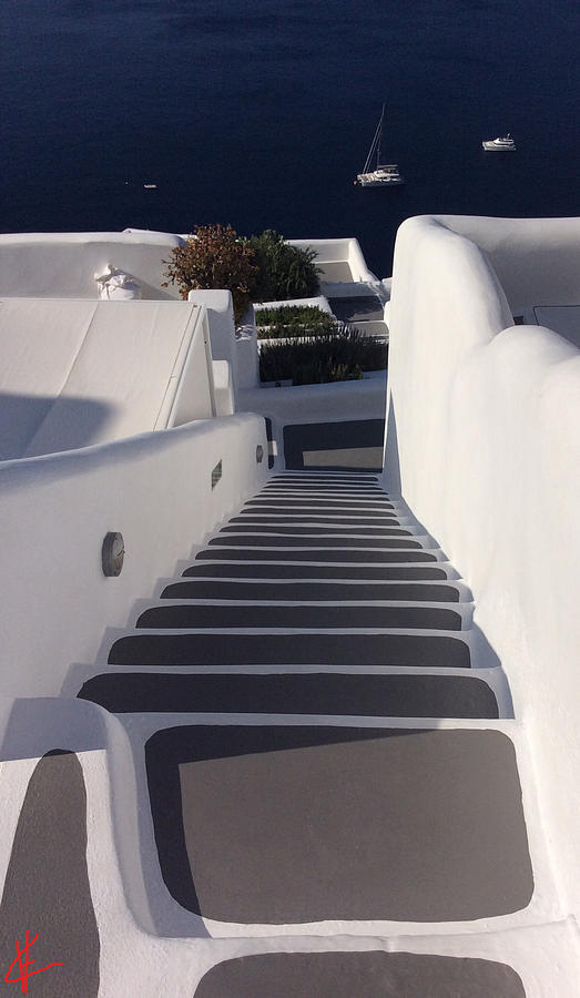 Walking down the Stairs to Oceon Santorini Photograph by Colette V Hera Guggenheim