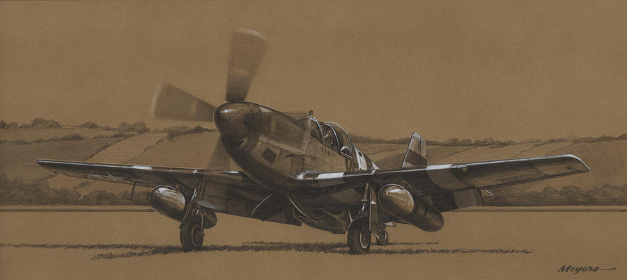 4th Fighter Group Drawing - Waking Up Merlin by Wade Meyers