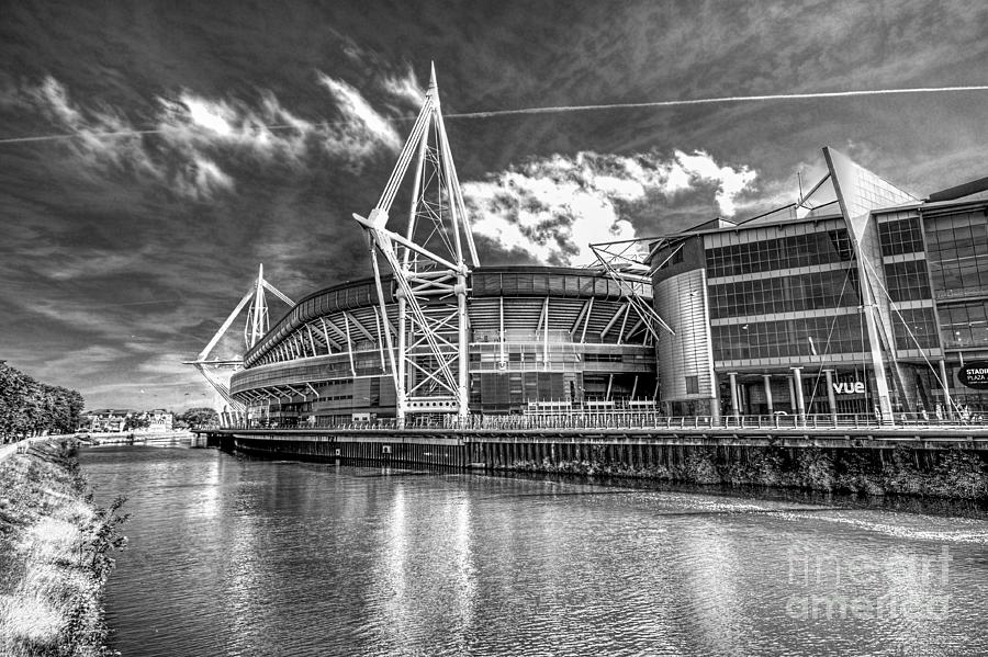 Architecture Photograph - Wales Millennium Stadium 3 Mono by Steve Purnell