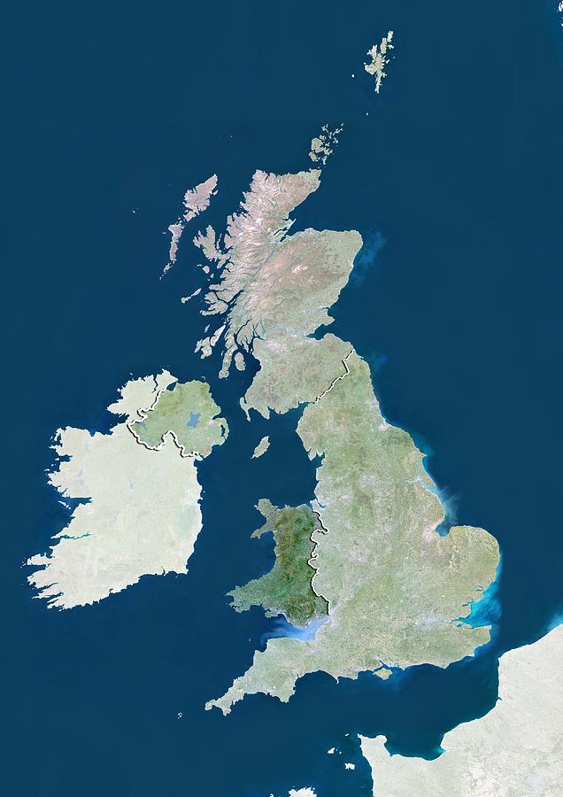 Wales, United Kingdom, satellite image Photograph by Science Photo ...