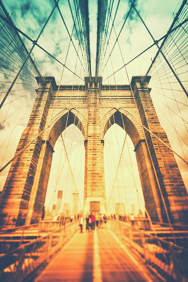 Brooklyn Bridge Photograph - Walk Across Brooklyn Bridge  New York by Rike 