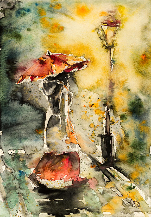 Umbrella Painting - Walk at night by Kovacs Anna Brigitta
