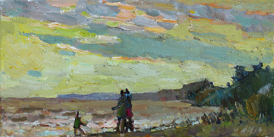 Walk at sunset Painting by Juliya Zhukova