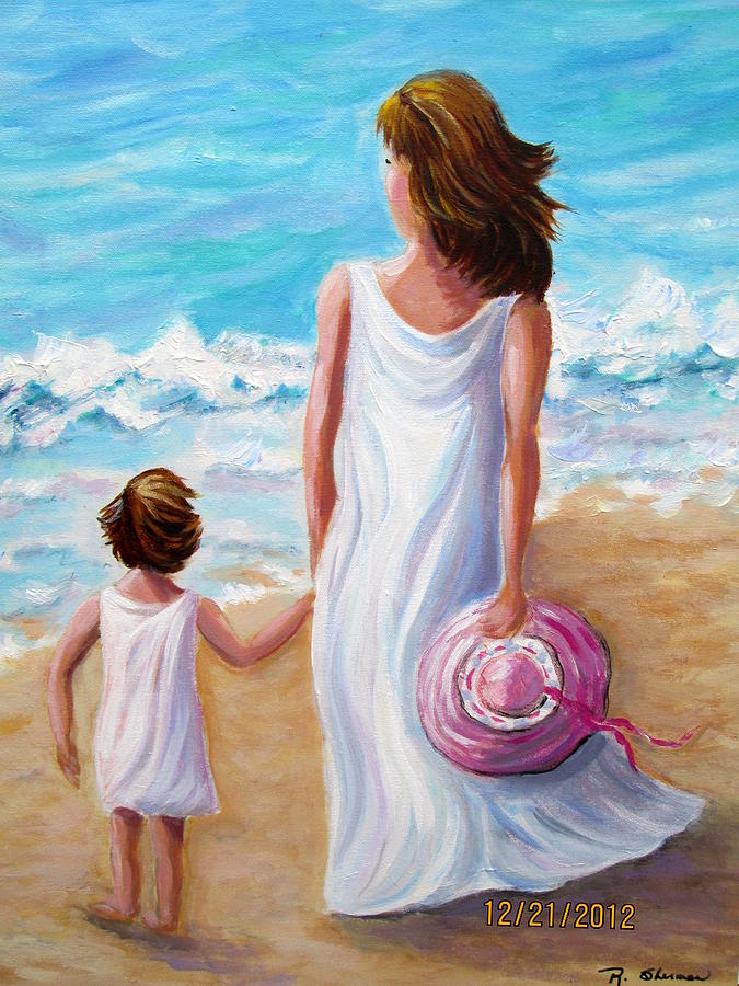 Walk on the Beach Painting by Rosie Sherman