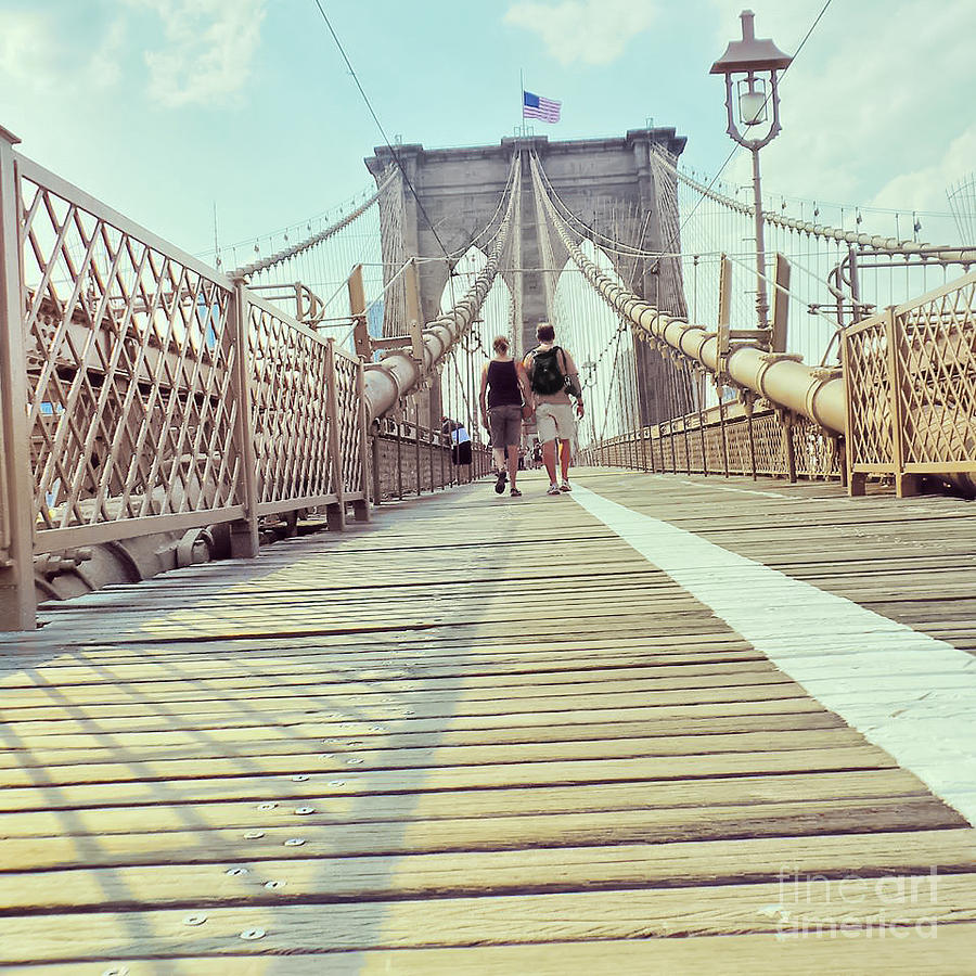 Brooklyn Bridge Photograph - Walk The Line by Charlie Cliques