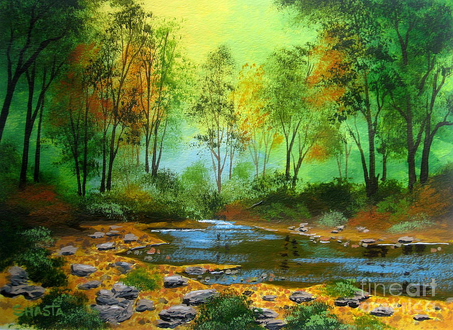 Nature Painting - Walker  Creek  by Shasta Eone