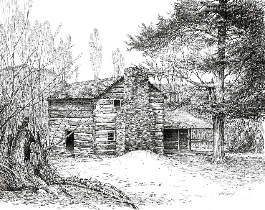 Walker Sisters' Farm House Drawing by Bob Pixels