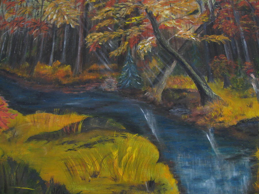 Walkig in the Woods in Virginia Painting by Lucille  Valentino