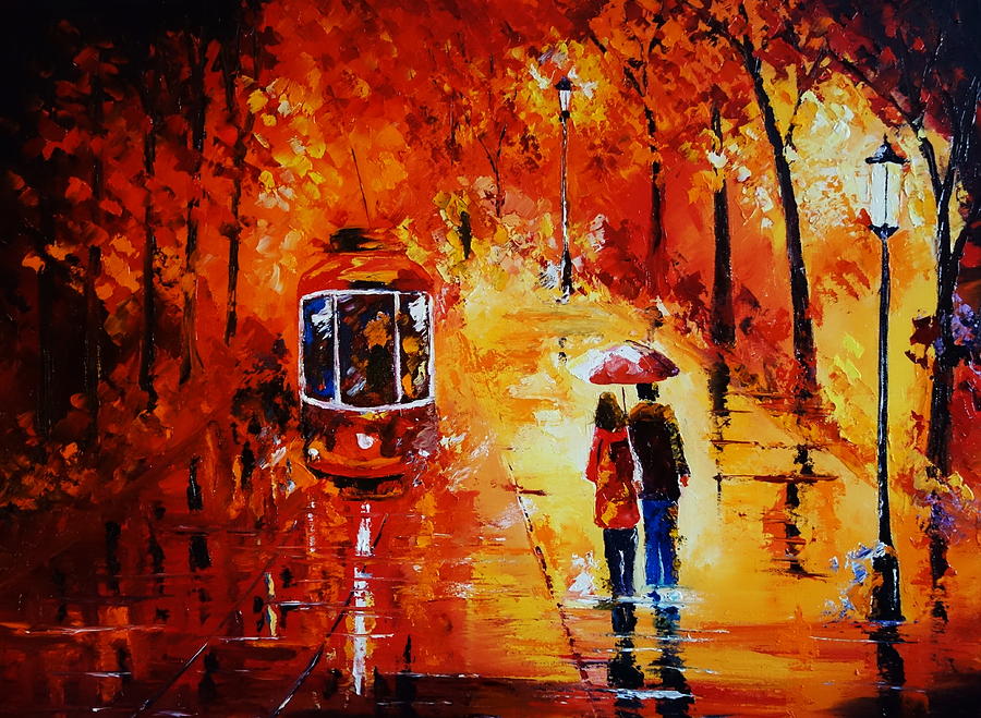 Walkin In The Rain Painting by Valerie Curtiss
