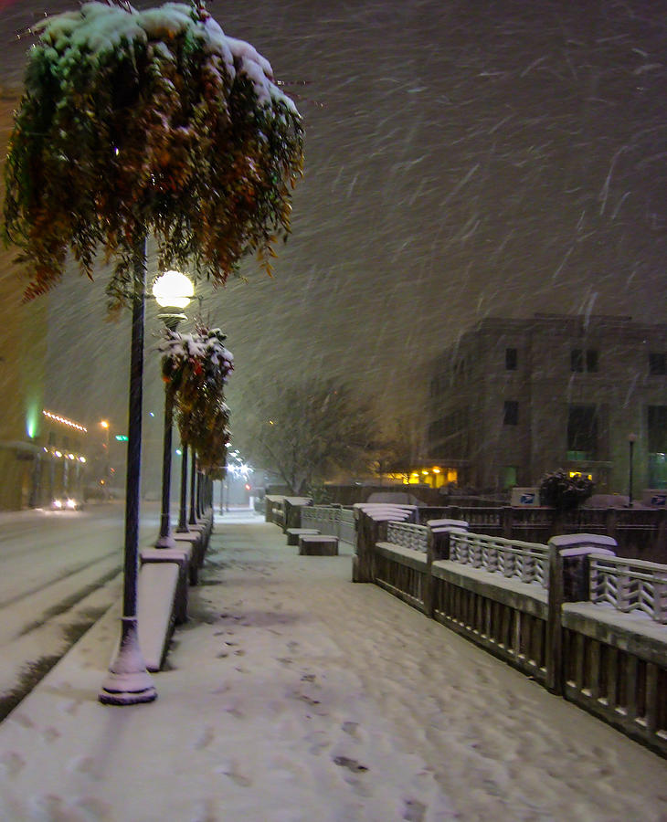 Walking Around Reno On A Snowy Night Photograph by Marc Crumpler
