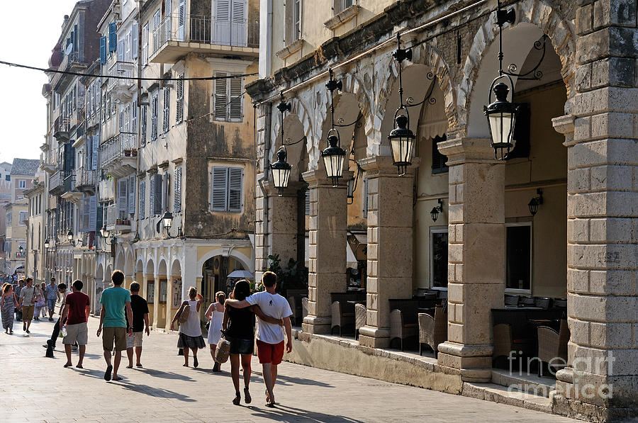Shower Curtains Photograph - Walking at the old city of Corfu by George Atsametakis